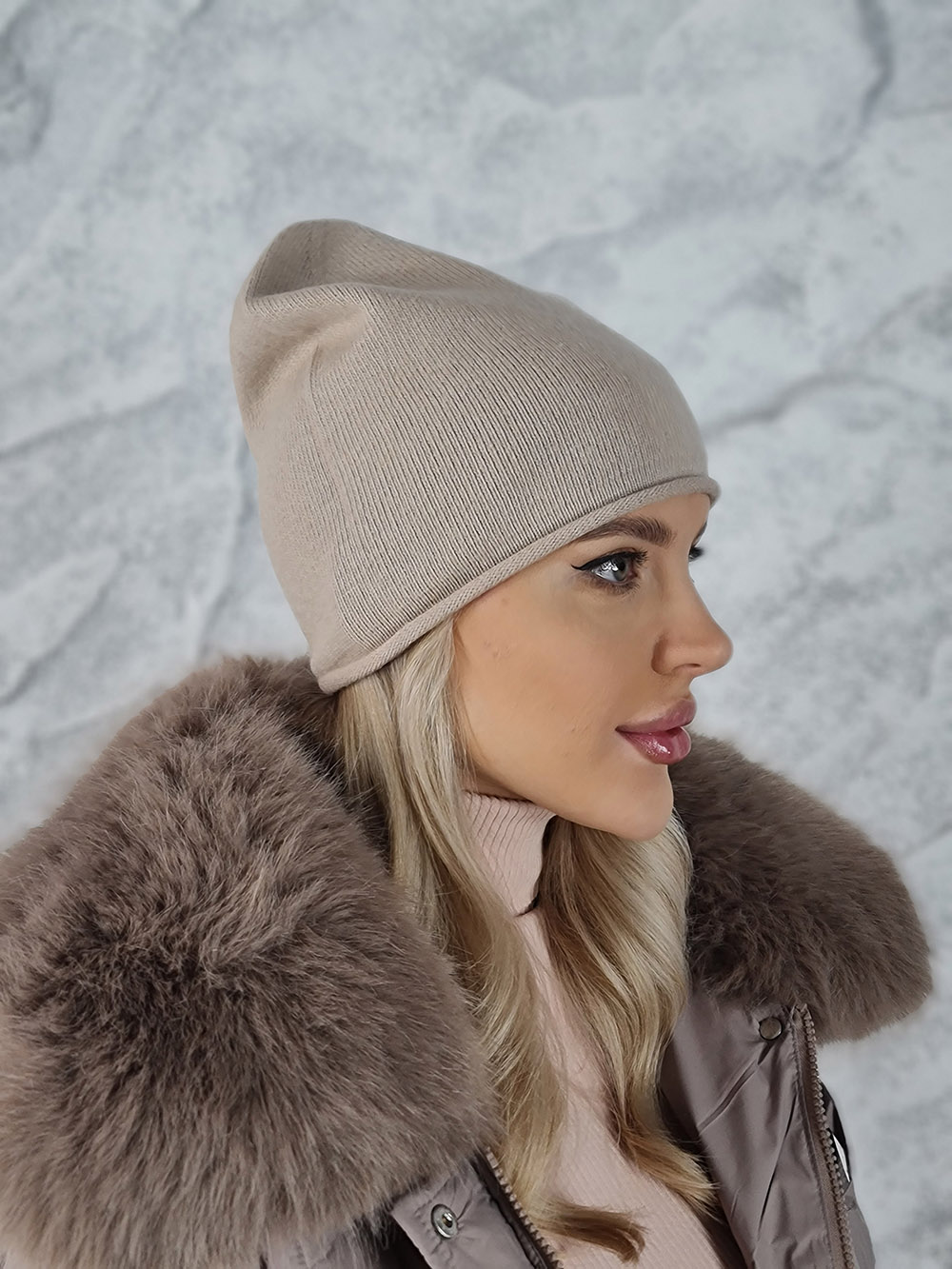 Шапка Blanca "В" бежевая, фотография №5