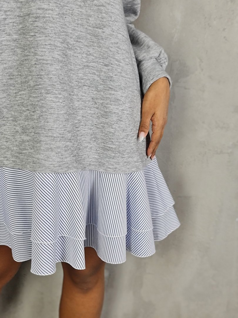 Платье Please с полосатым подолом серый/голубой, фотография №4