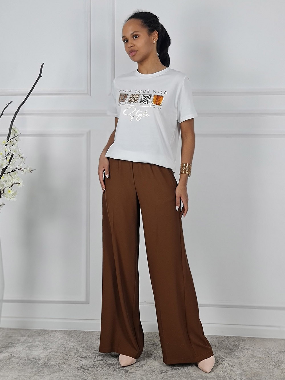 Футболка Y Two принты Анималистические с надписью белая, фотография №2