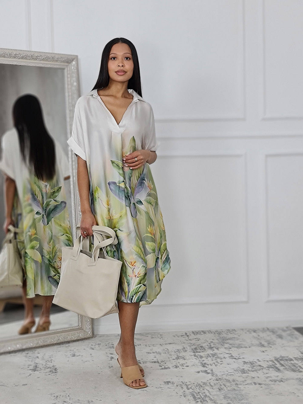 Сумка с двойным ремешком молочная, фотография №2