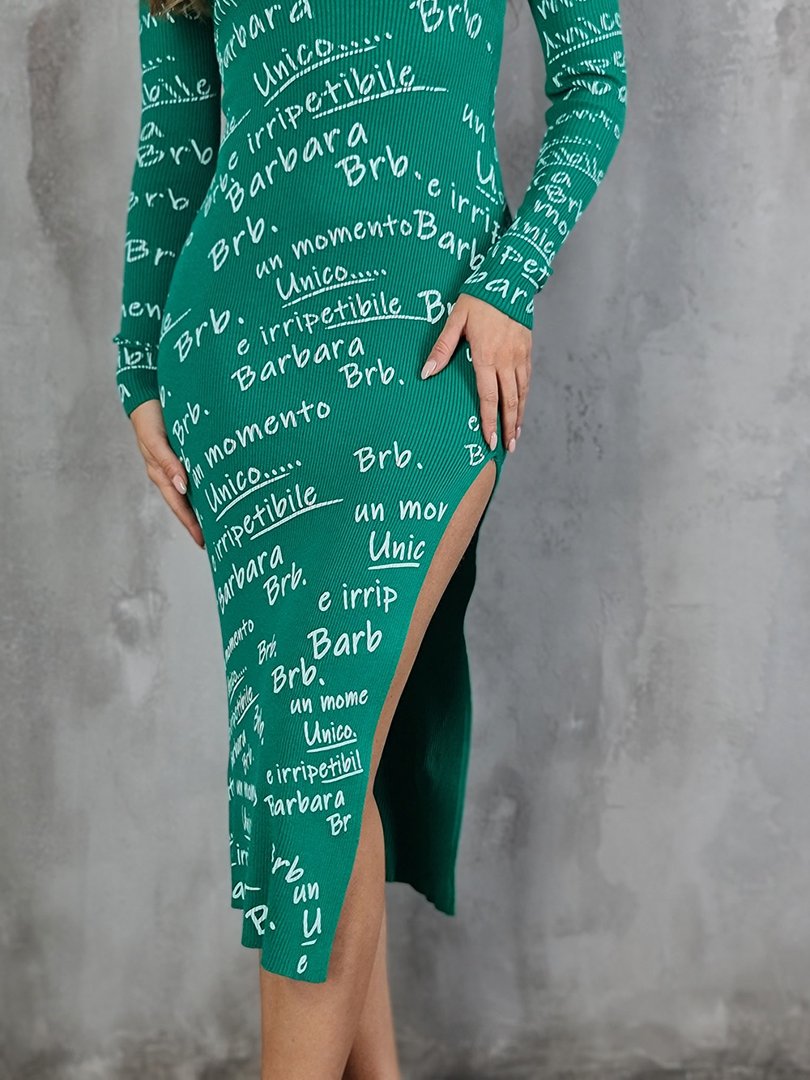Платье Barbara Alvisi облегающее с надписями зелёное , фотография №4
