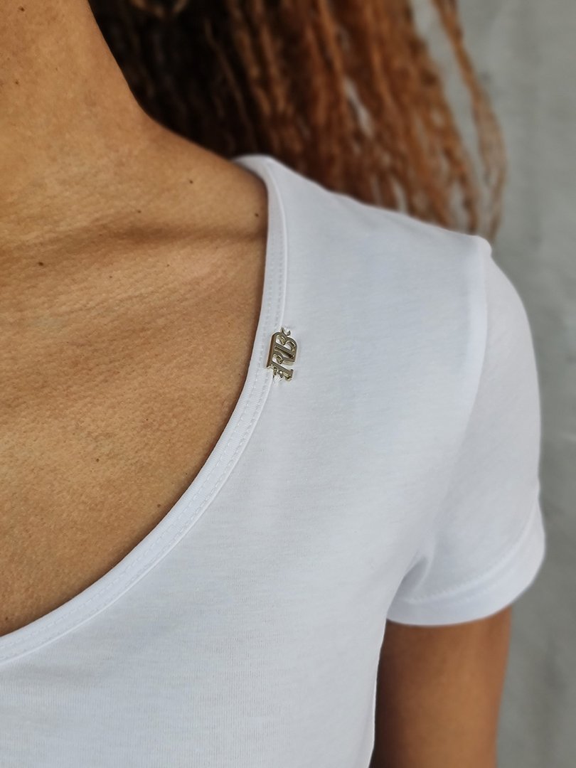 Футболка Roberta Biagi с V-образным вырезом белая, фотография №5