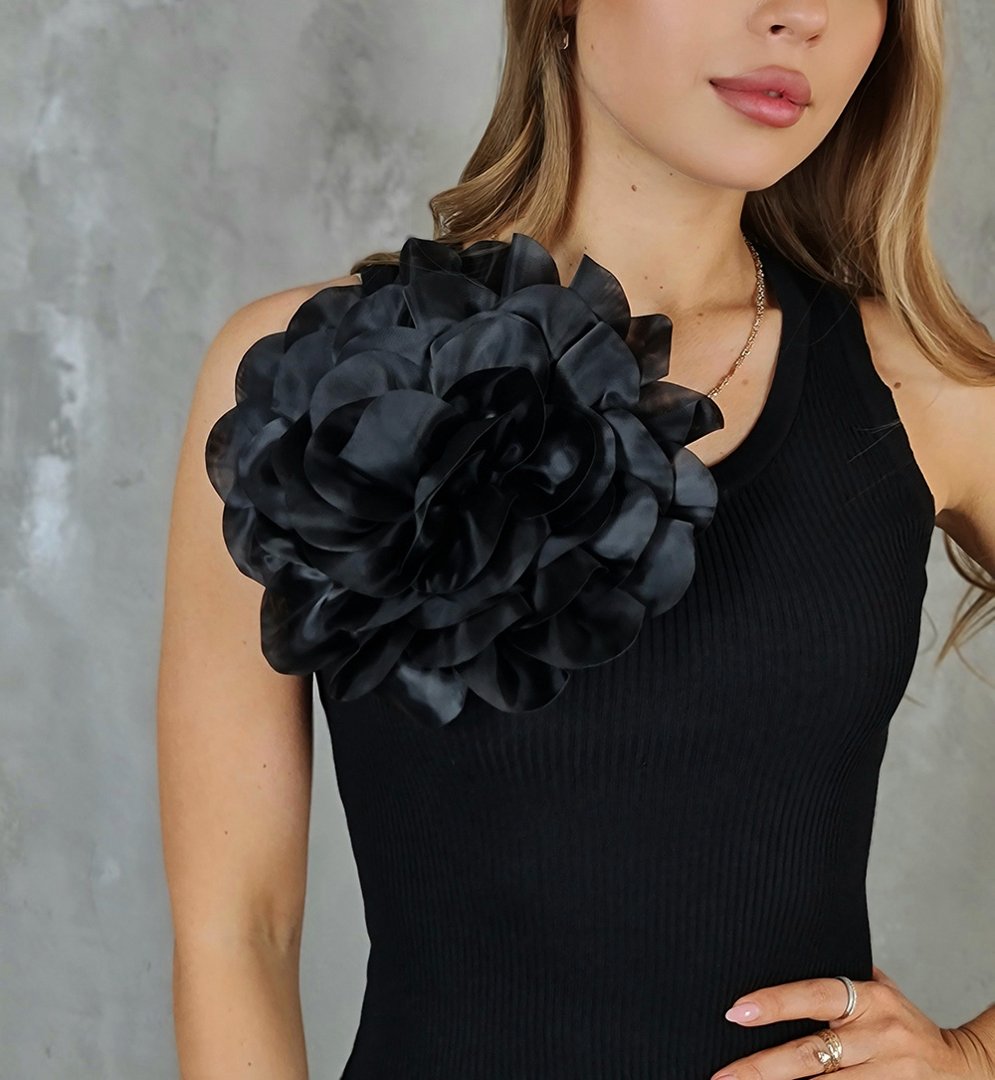 Топ ELSA.M с большим цветком черный, фотография №3