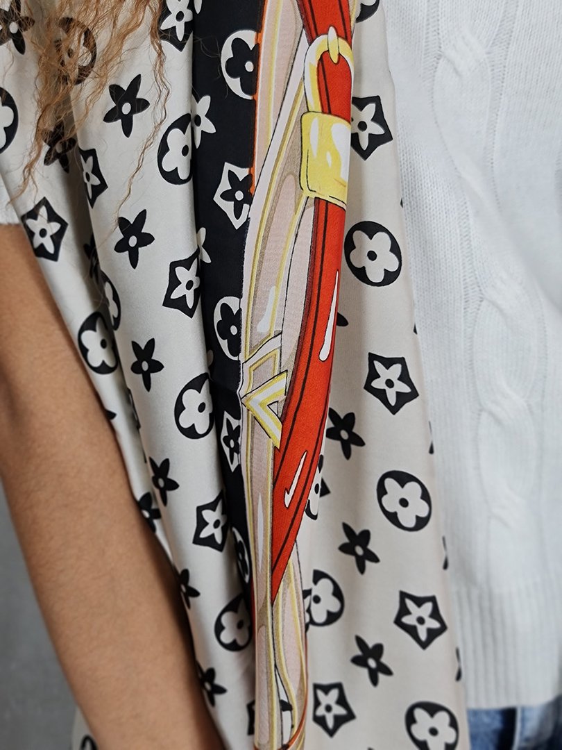 Палантин My Little Italy кремовый/красный/черный, фотография №3