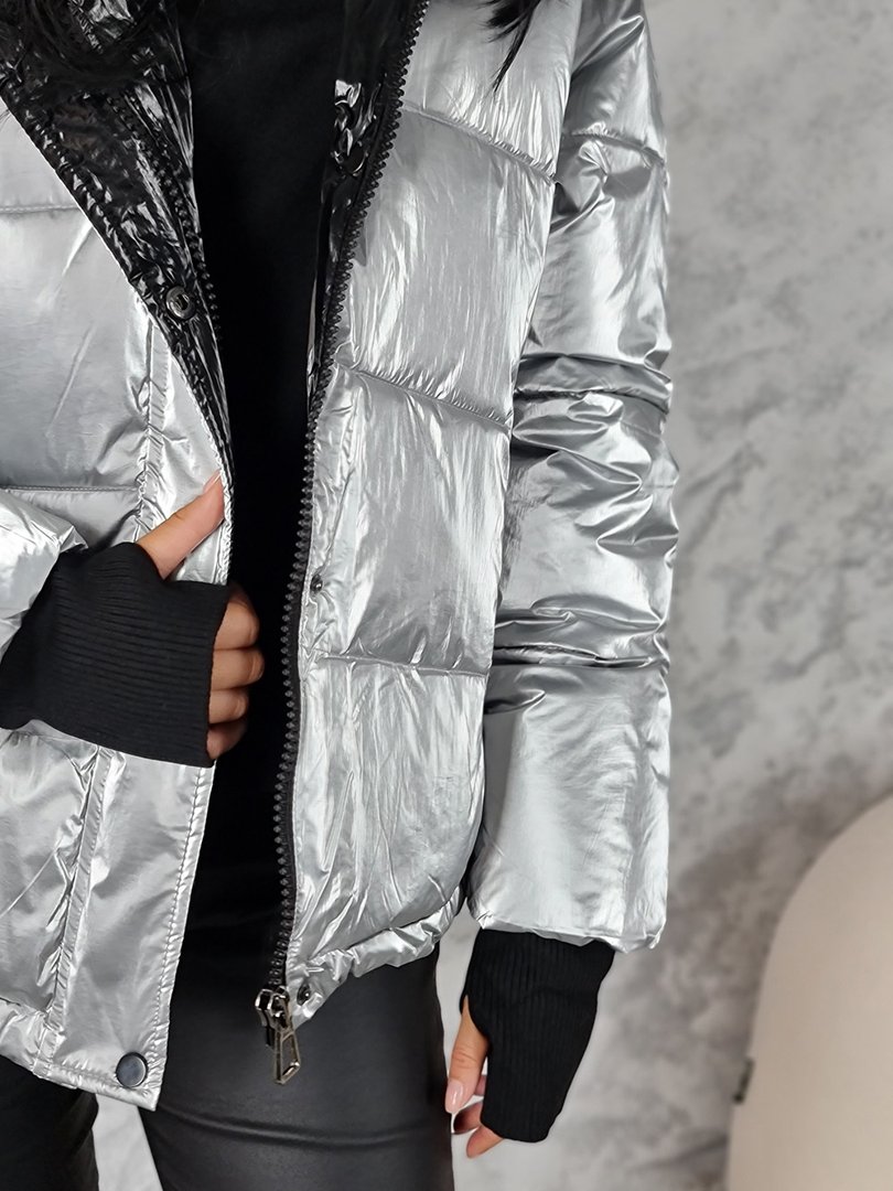 Куртка Monte Cervino с черным капюшоном серебро, фотография №5