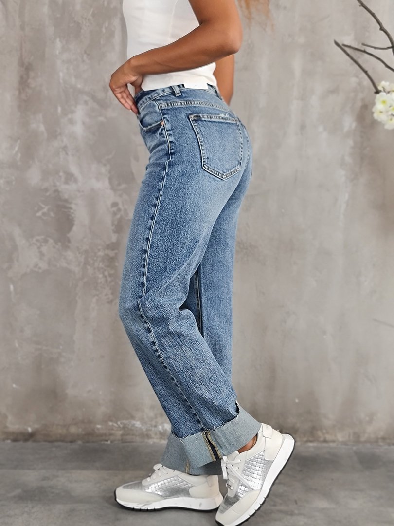 Джинсы Miss Bonbon с подворотами синие, фотография №4