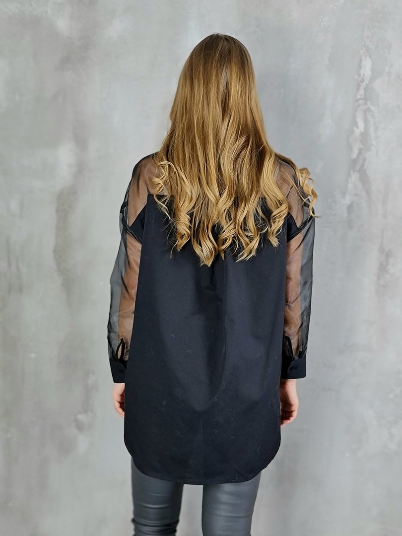 Рубашка Imperial с прозрачными рукавами чёрная, фотография №3