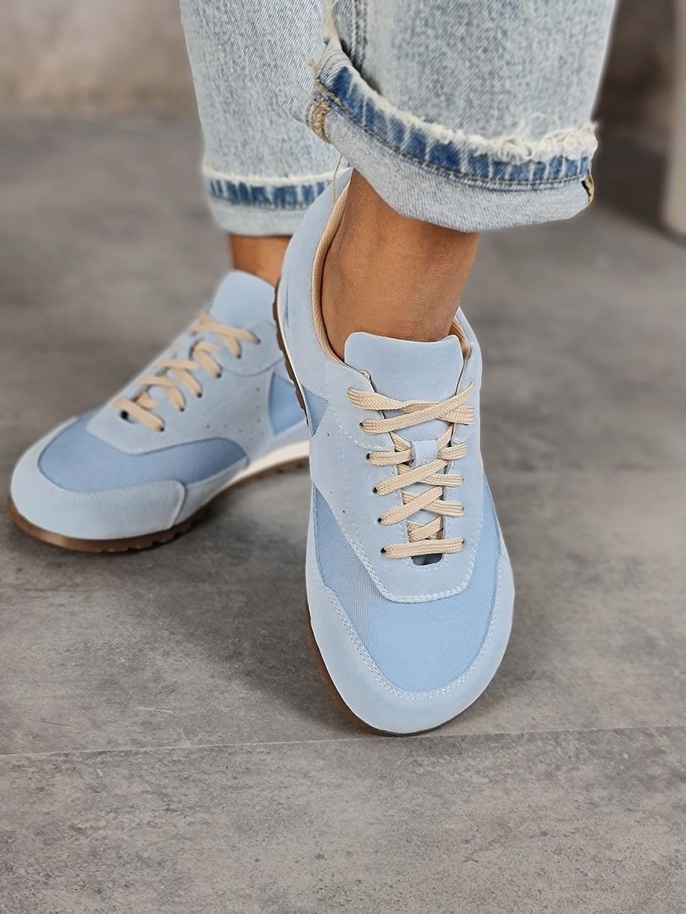 Кеды L'Estrosa замша+ткань голубые, фотография №4