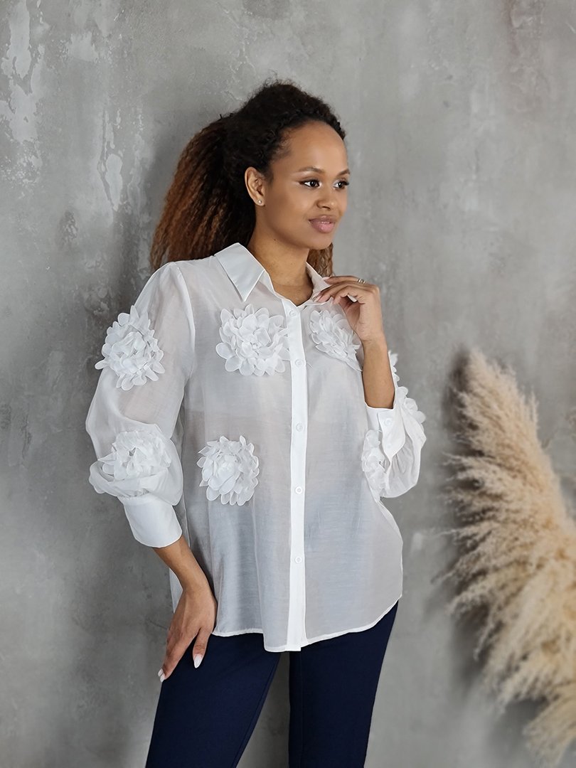 Рубашка Joleen с цветами белая, фотография №2