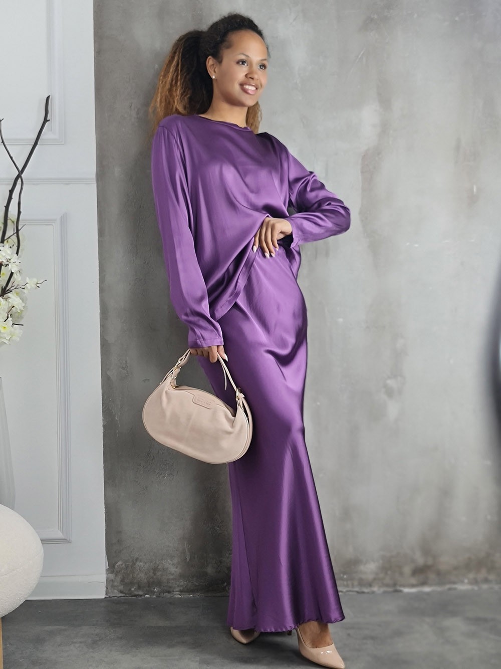 Костюм CLOTHÉ лонг и юбка макси фиолетовый, фотография №1