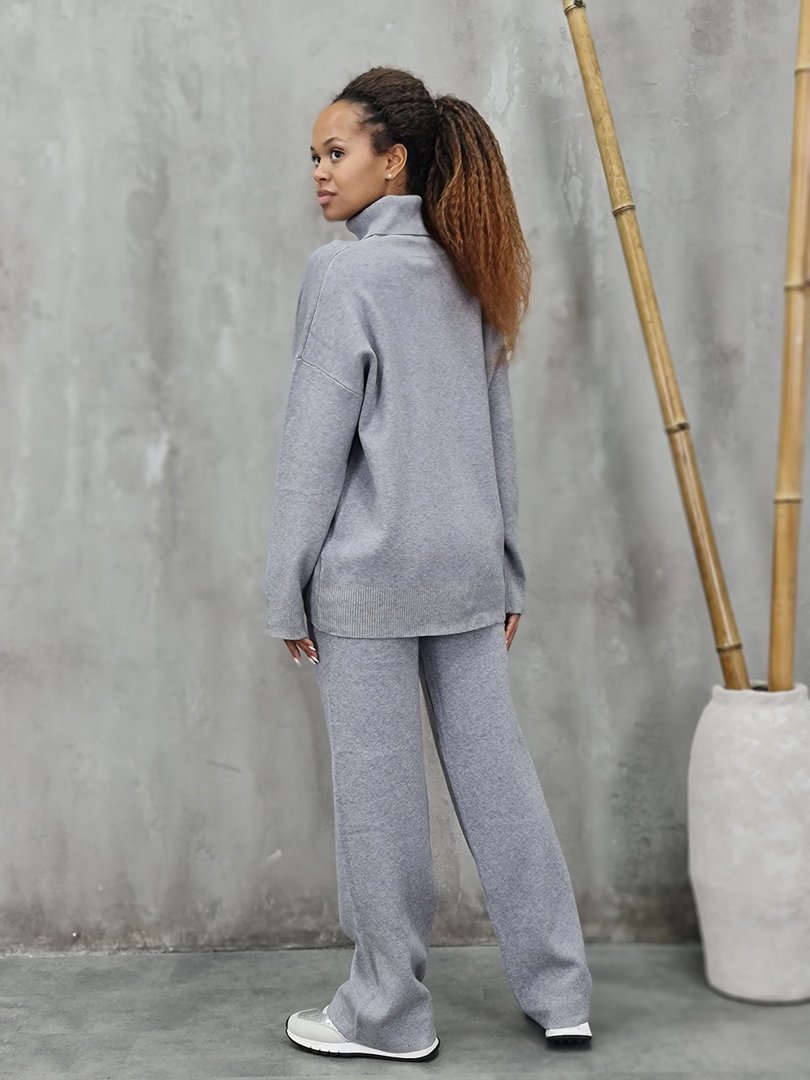 Костюм Melany удлиненный джемпер и брюки серый , фотография №3