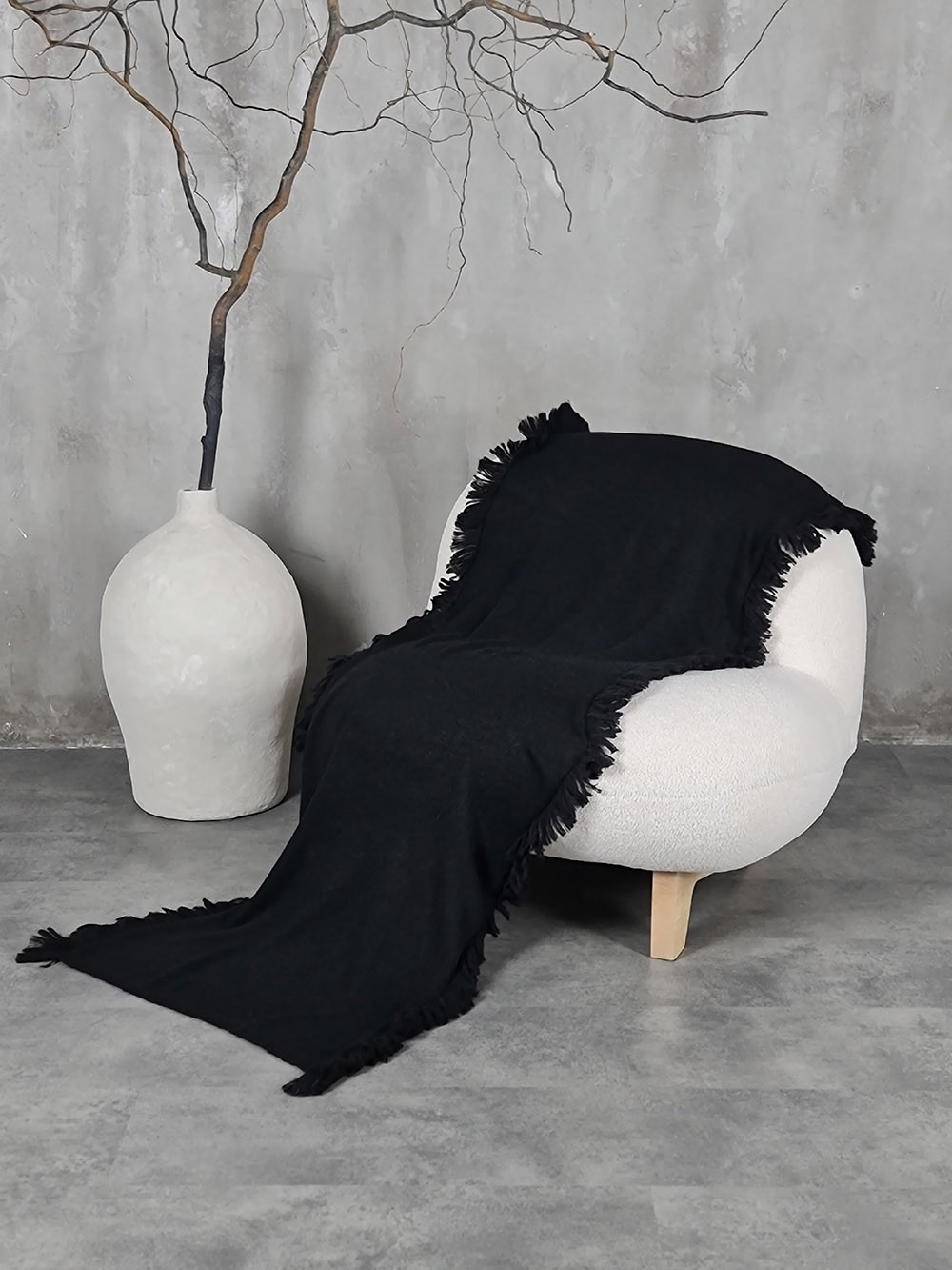 Палантин объёмный черный, фотография №1