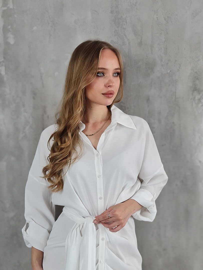 Платье CLOTHÉ с поясом белое, фотография №4