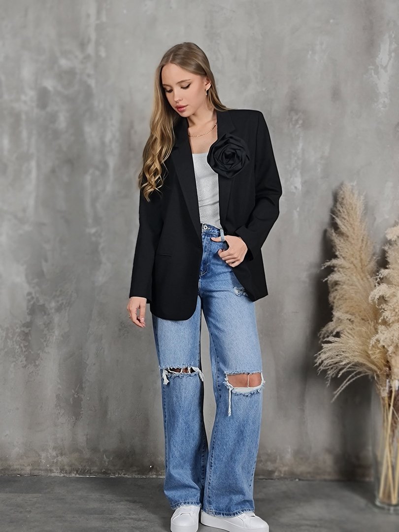 Пиджак Vicolo с брошью розой чёрный, фотография №5