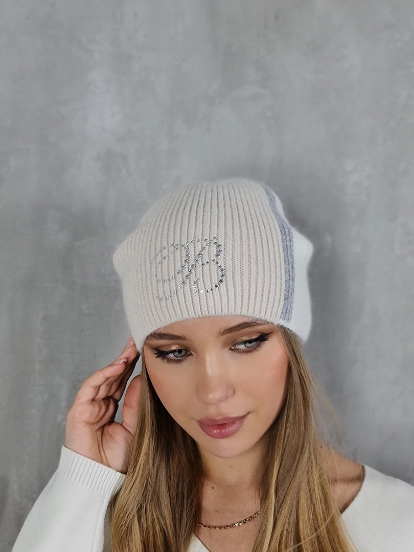 Шапка Blanca с полосками кремовая , фотография №3