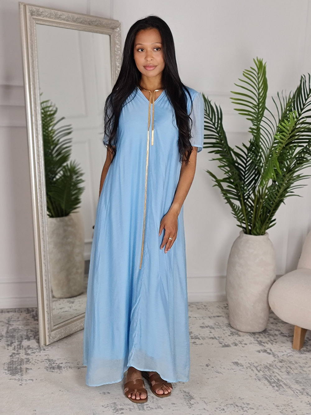 Платье CLOTHÉ свободное v-вырез голубое, фотография №1
