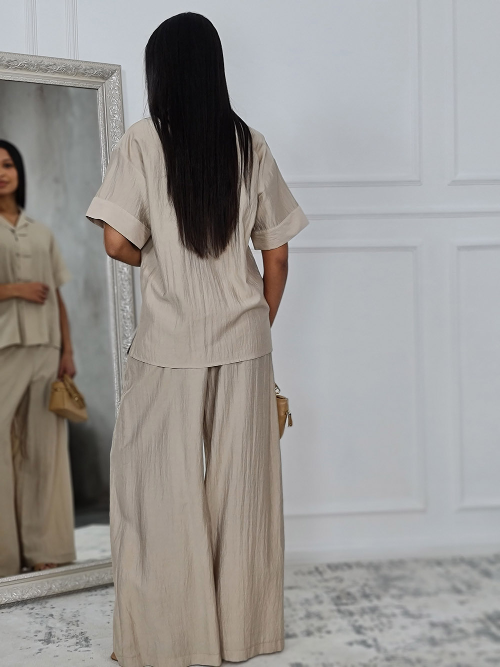 Костюм Please блуза и брюки бежевый, фотография №3