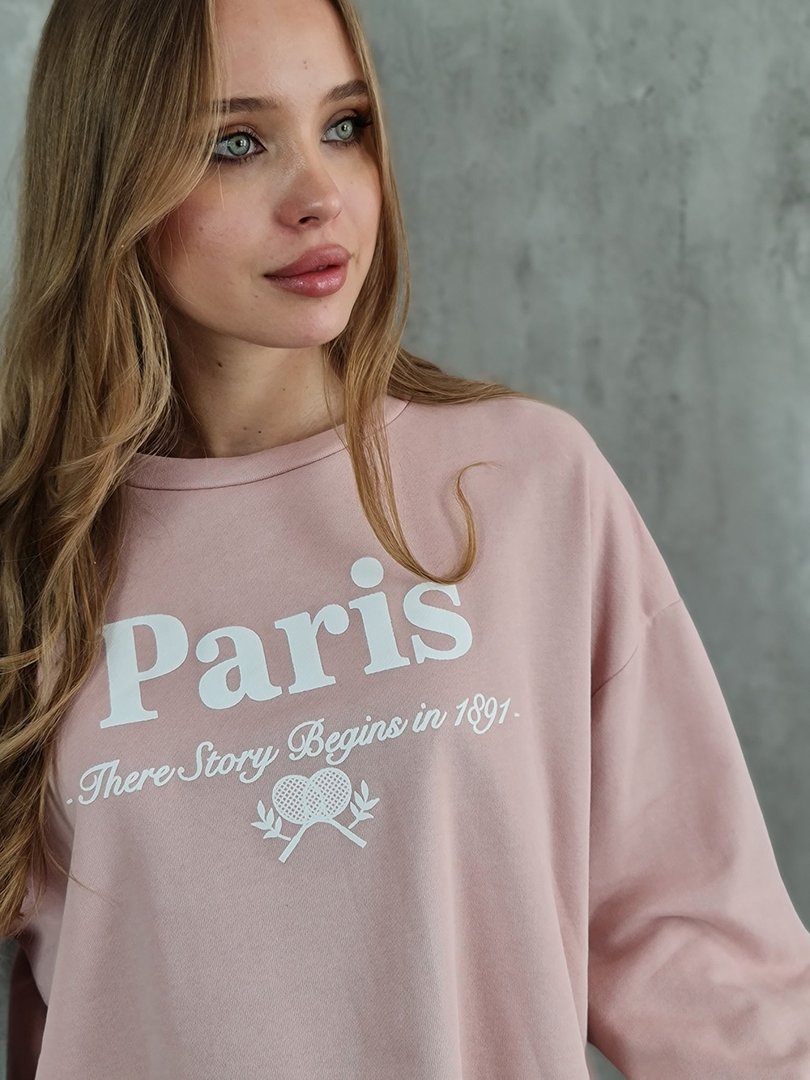 Свитшот MIHO'S с надписью PARIS пудровый, фотография №4
