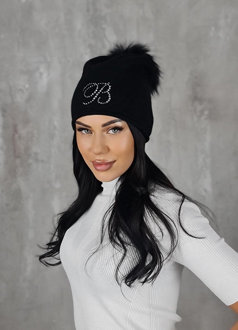 Шапка Blanca с помпоном черная, фотография №1