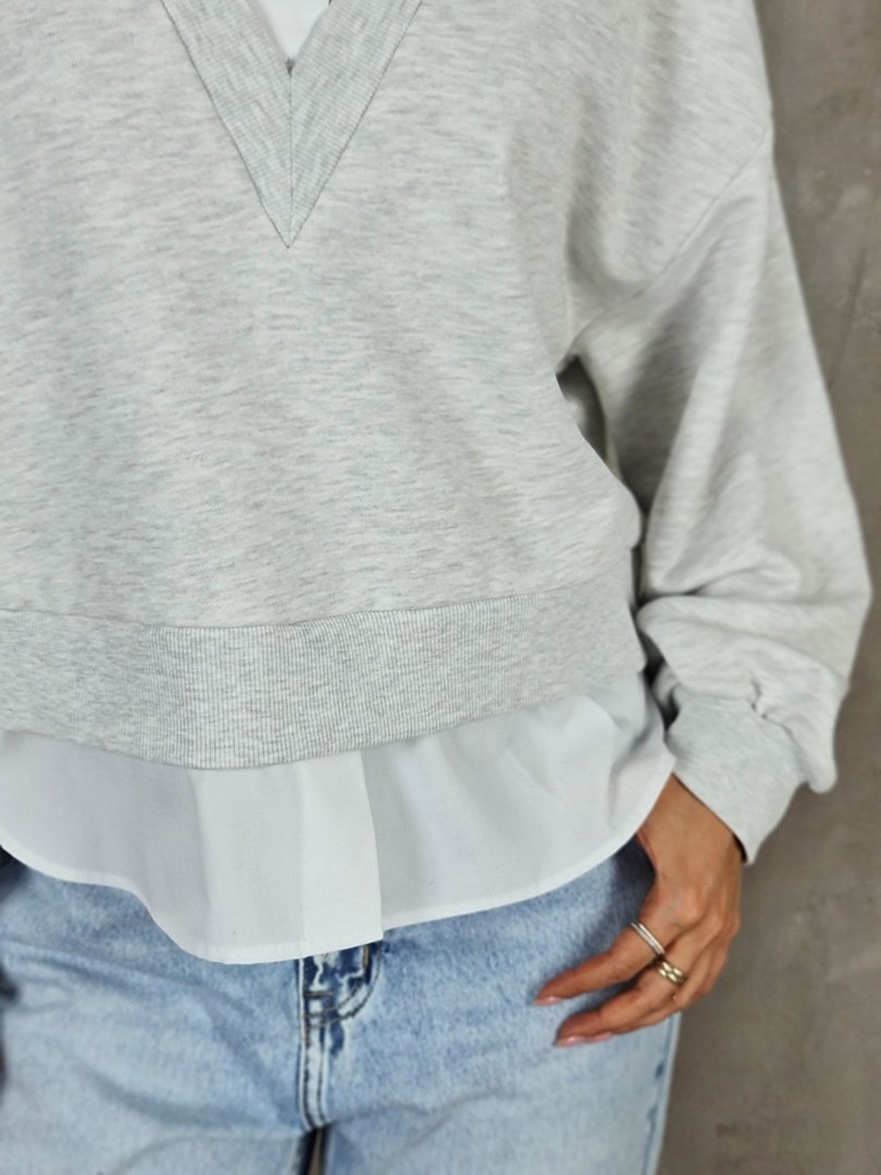 Свитшот Imperial с украшением под рубашку серый, фотография №4