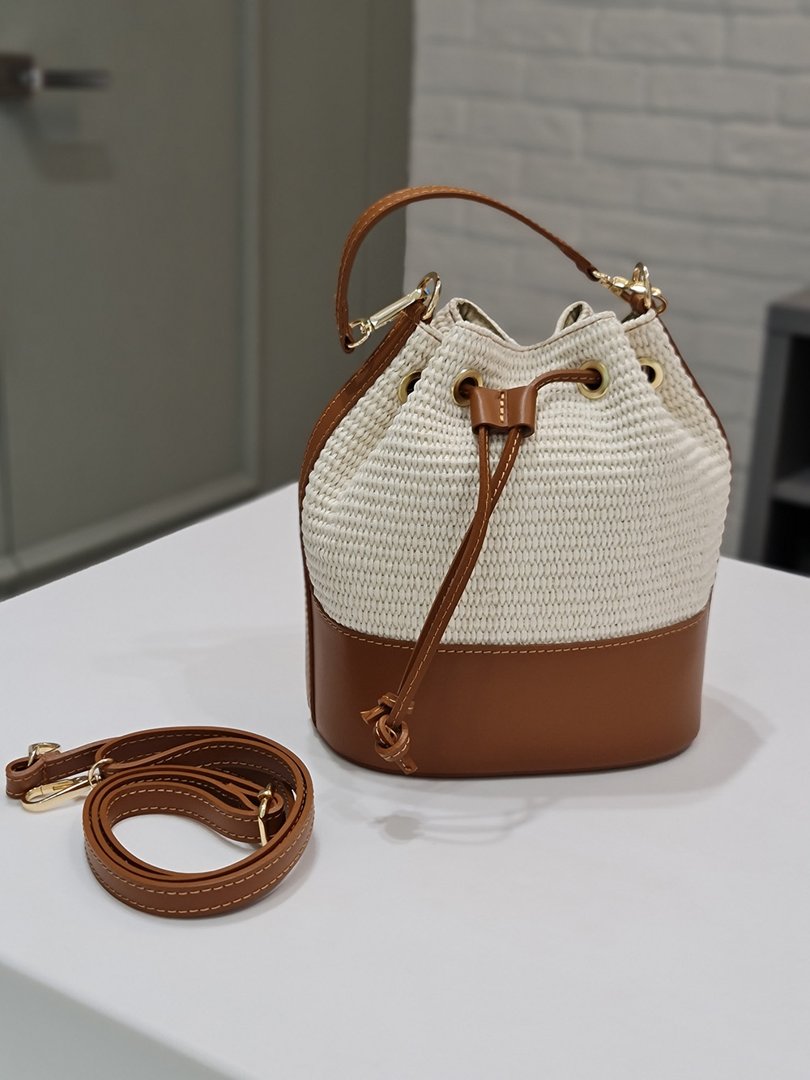 Сумка кисет Leather Country с плетеной вставкой карамель, фотография №7