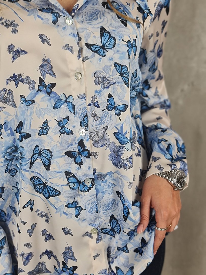Рубашка Vicolo с голубыми бабочками молочная, фотография №5
