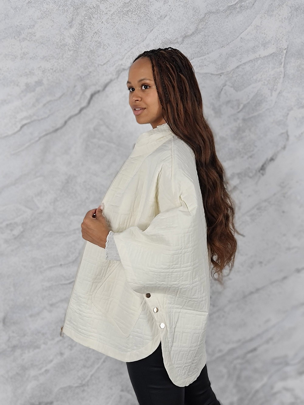 Куртка Monte Cervino рукава летучая мышь стеганный молочная, фотография №3