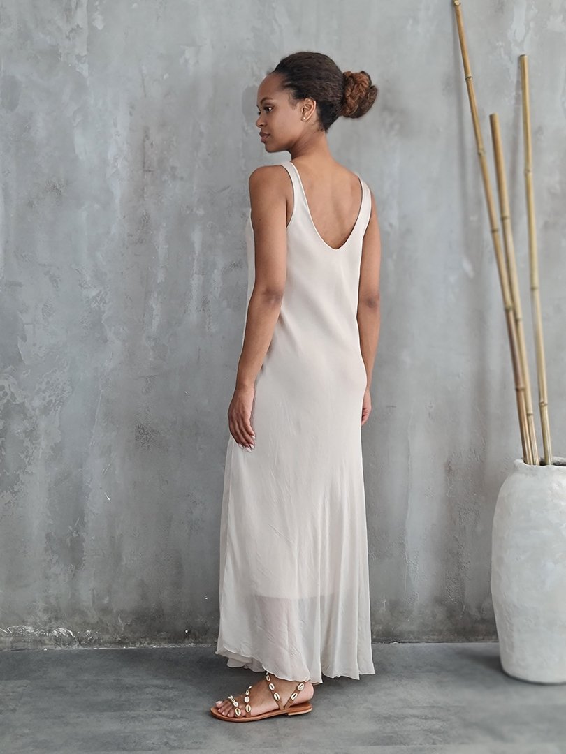 Сарафан Silk New в пол вискоза и шёлк кремовый, фотография №2