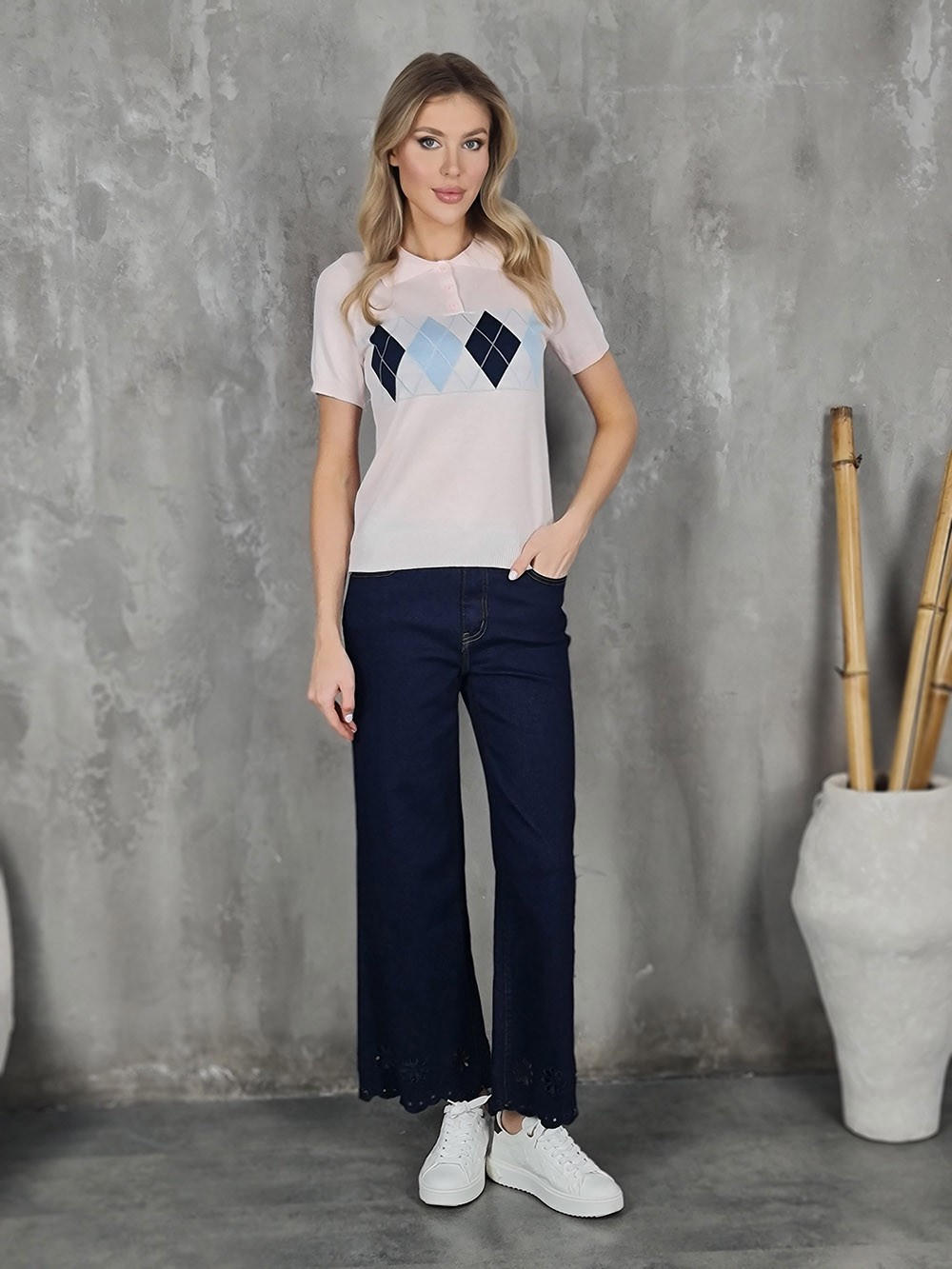 Поло by clara с ромбами розовый, фотография №2