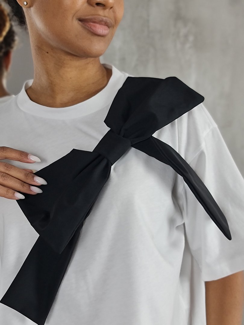 Футболка Imperial с большим черным бантом белая, фотография №4