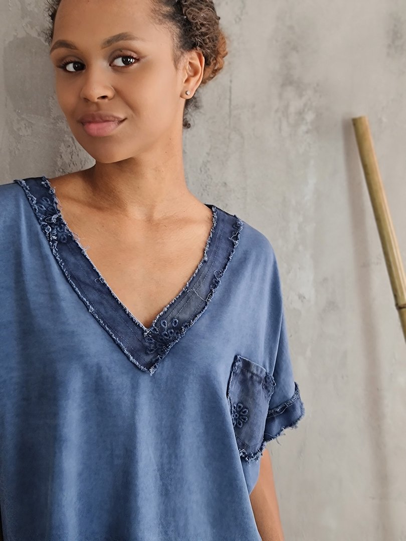 Футболка STAR с кармашком на груди синяя, фотография №3