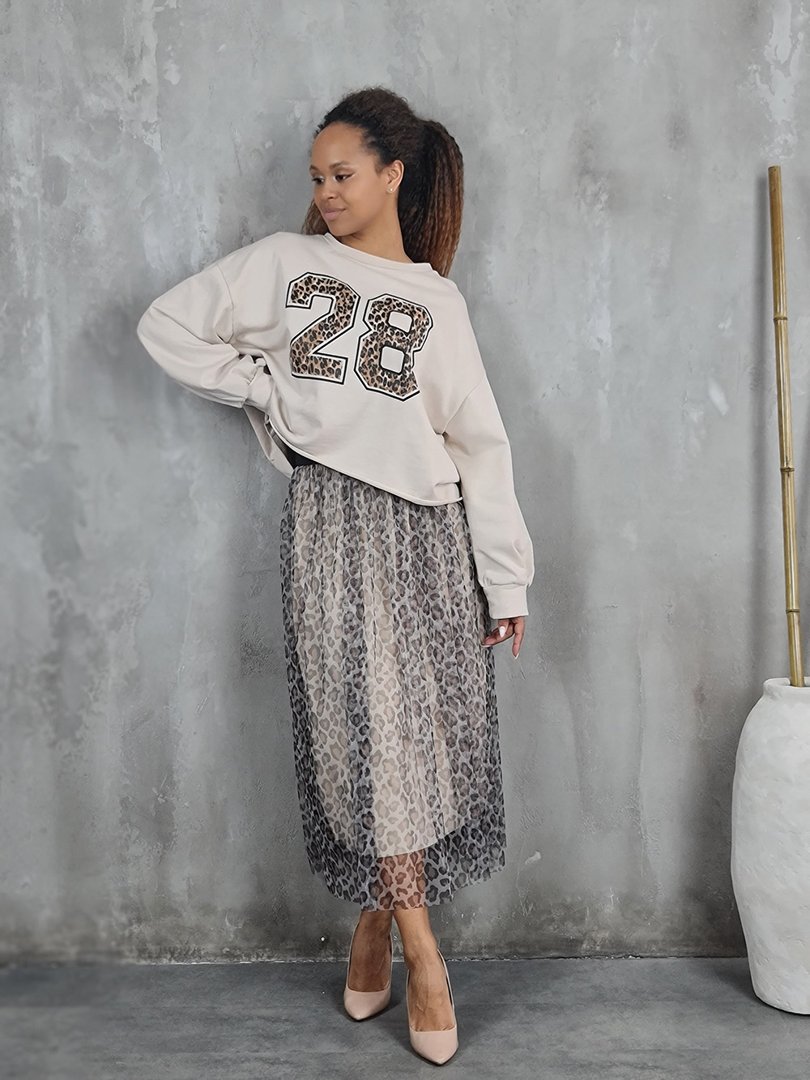Юбка MIHO'S с сеточкой принт леопард бежевая, фотография №3