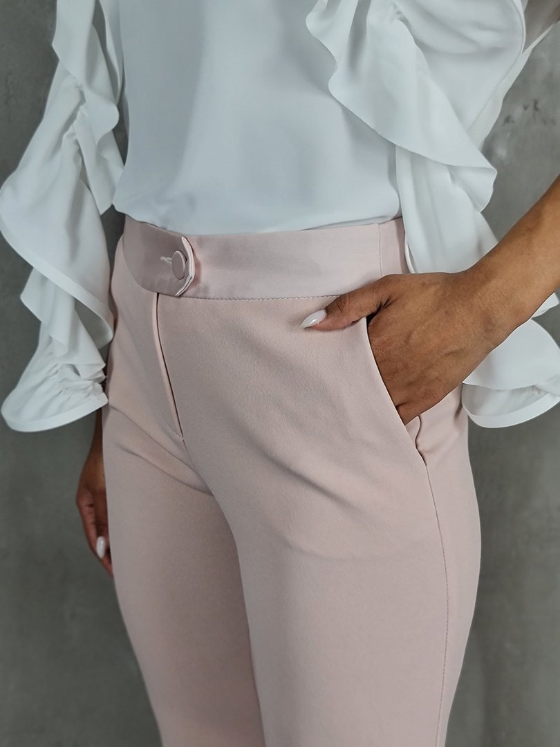 Брюки Imperial с атласным поясом на пуговице пудра , фотография №5