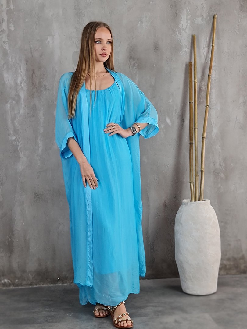 Накидка Silk New шелковая бирюзовая, фотография №1