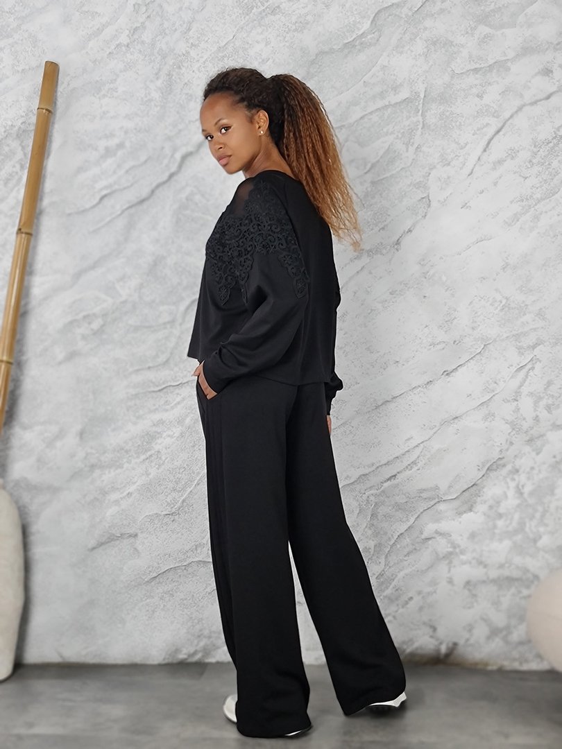 Костюм Imperial свитшот с кружевной и сетчатой вставкой черный, фотография №3