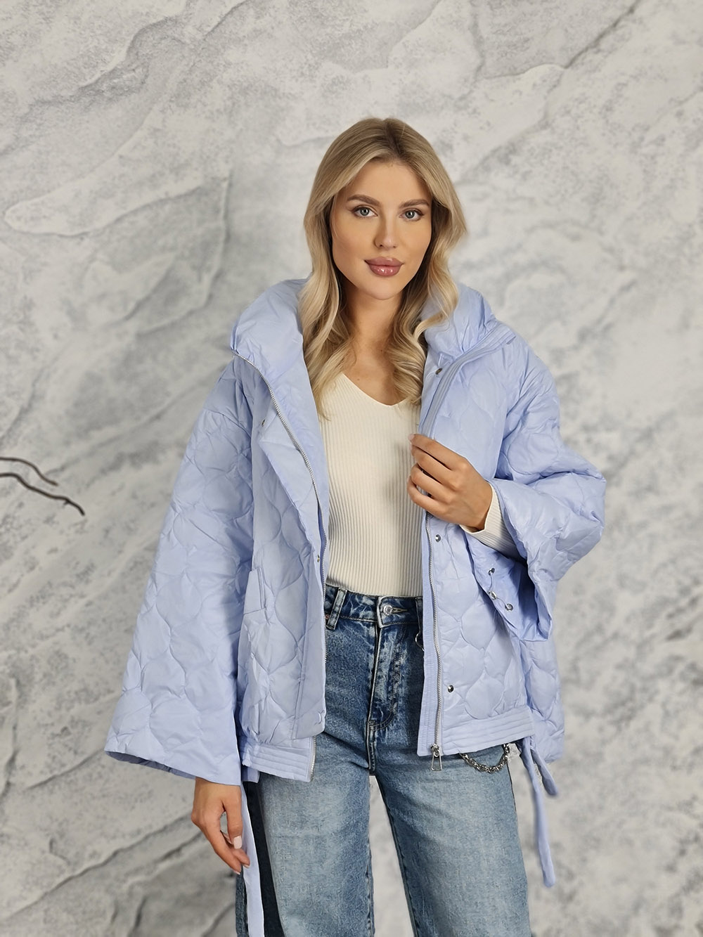 Куртка  DEGREES стеганная голубая, фотография №2