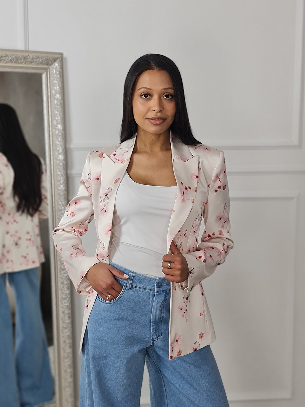 Пиджак Imperial с принтом "цветы" молочный, фотография №3
