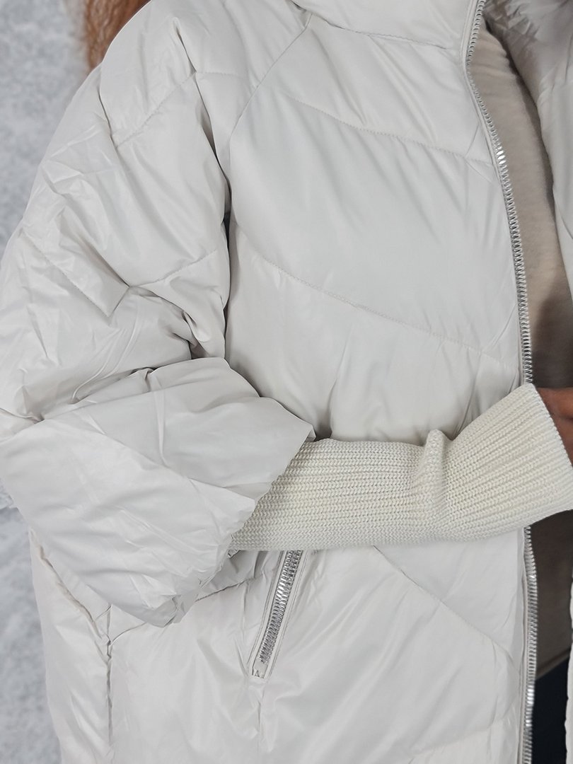 Куртка Monte Cervino с трикотажными рукавами в большой ромбик белая, фотография №6