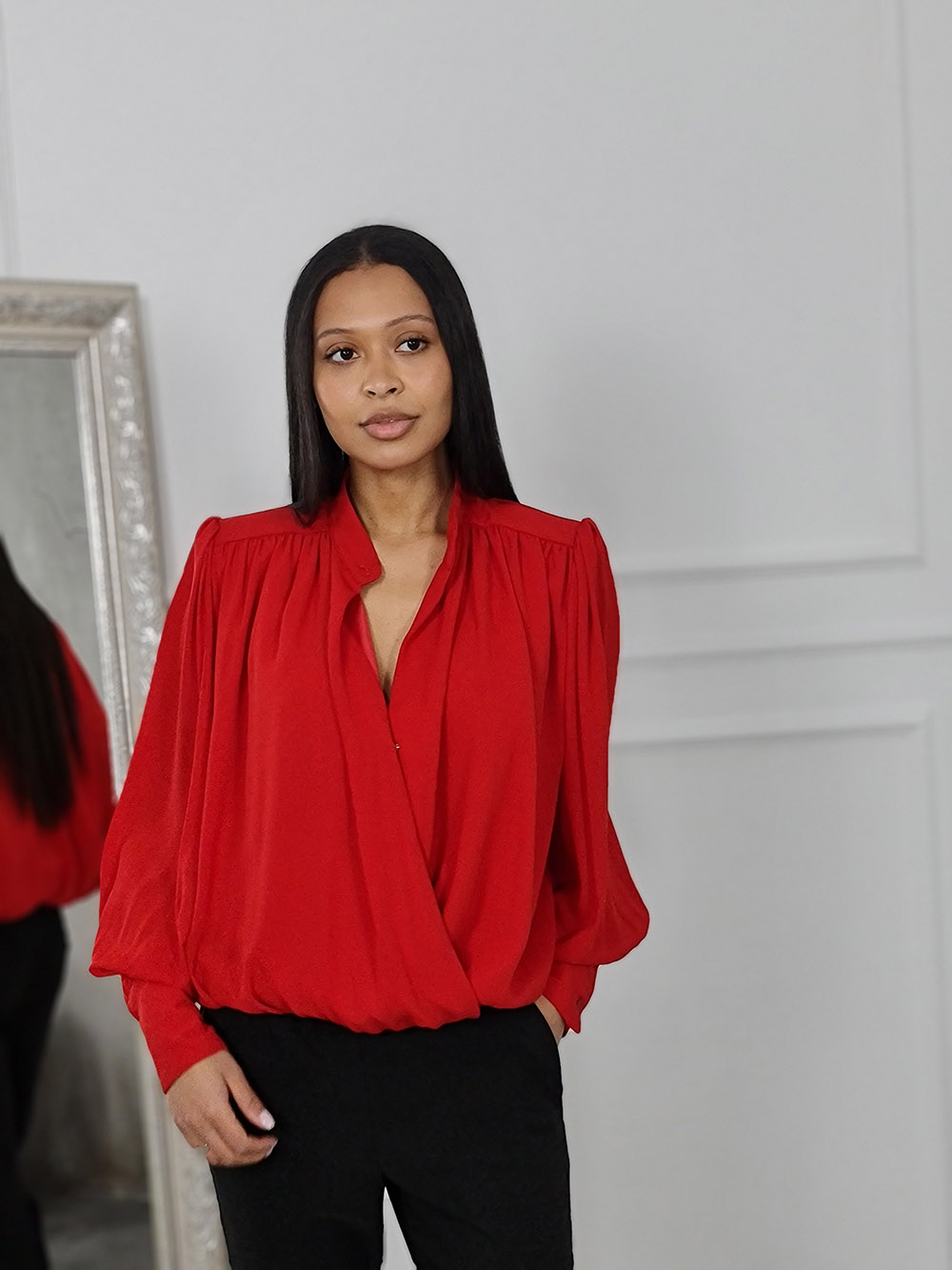 Блузка Imperial со сборками красная , фотография №1