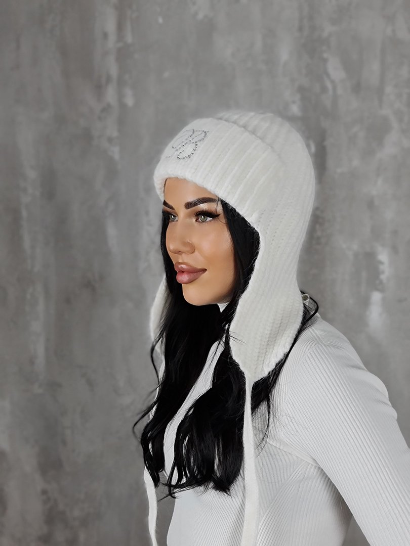 Шапка-ушанка Blanca "В" белая, фотография №2