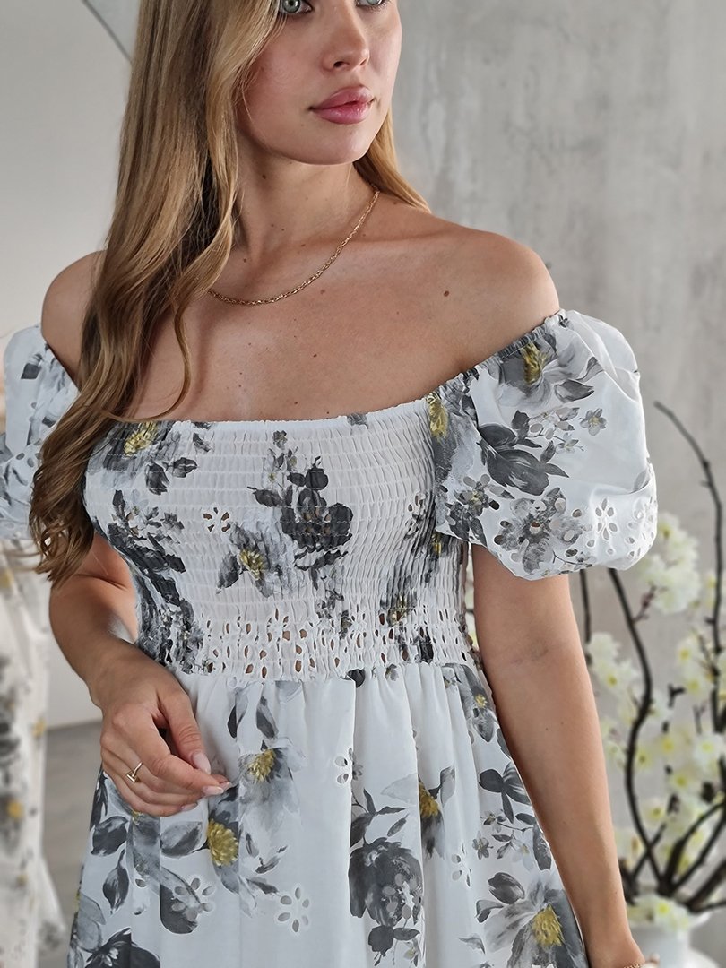 Платье ZETA OTTO с цветочным принтом белое, фотография №3