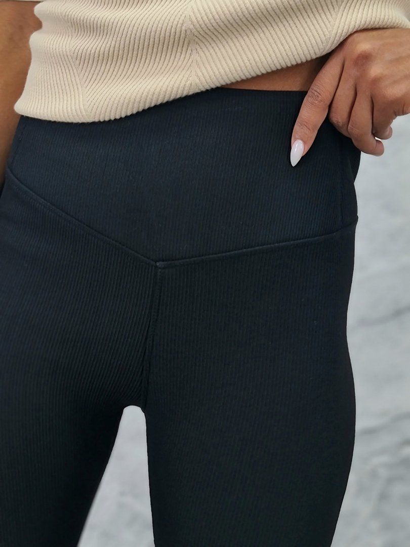 Легинсы Gondola Blu в рубчик с теплым подкладом черные, фотография №5