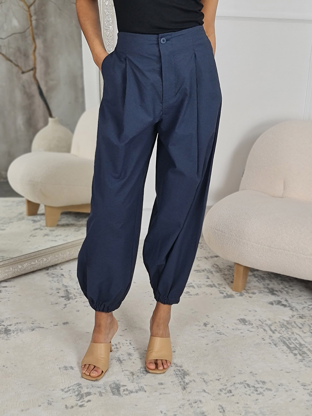 Брюки MIHOs карго плотные синие , фотография №1