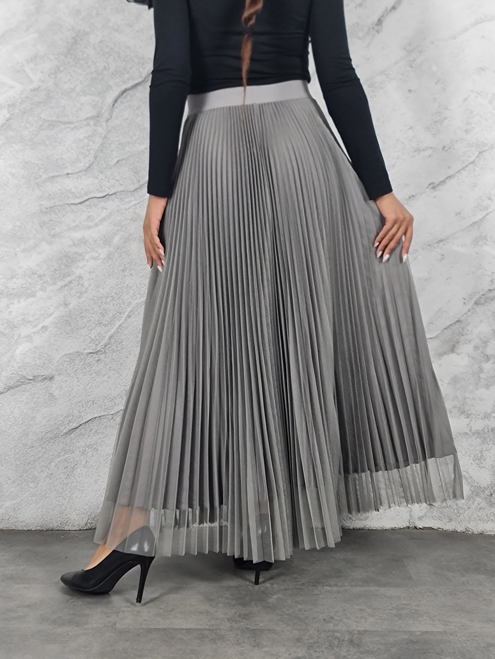 Юбка Imperial плиссе на резинке фатин серая, фотография №3