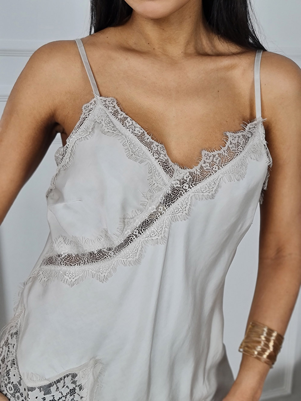 Топ WI&CO с кружевом наискосок тауп, фотография №3