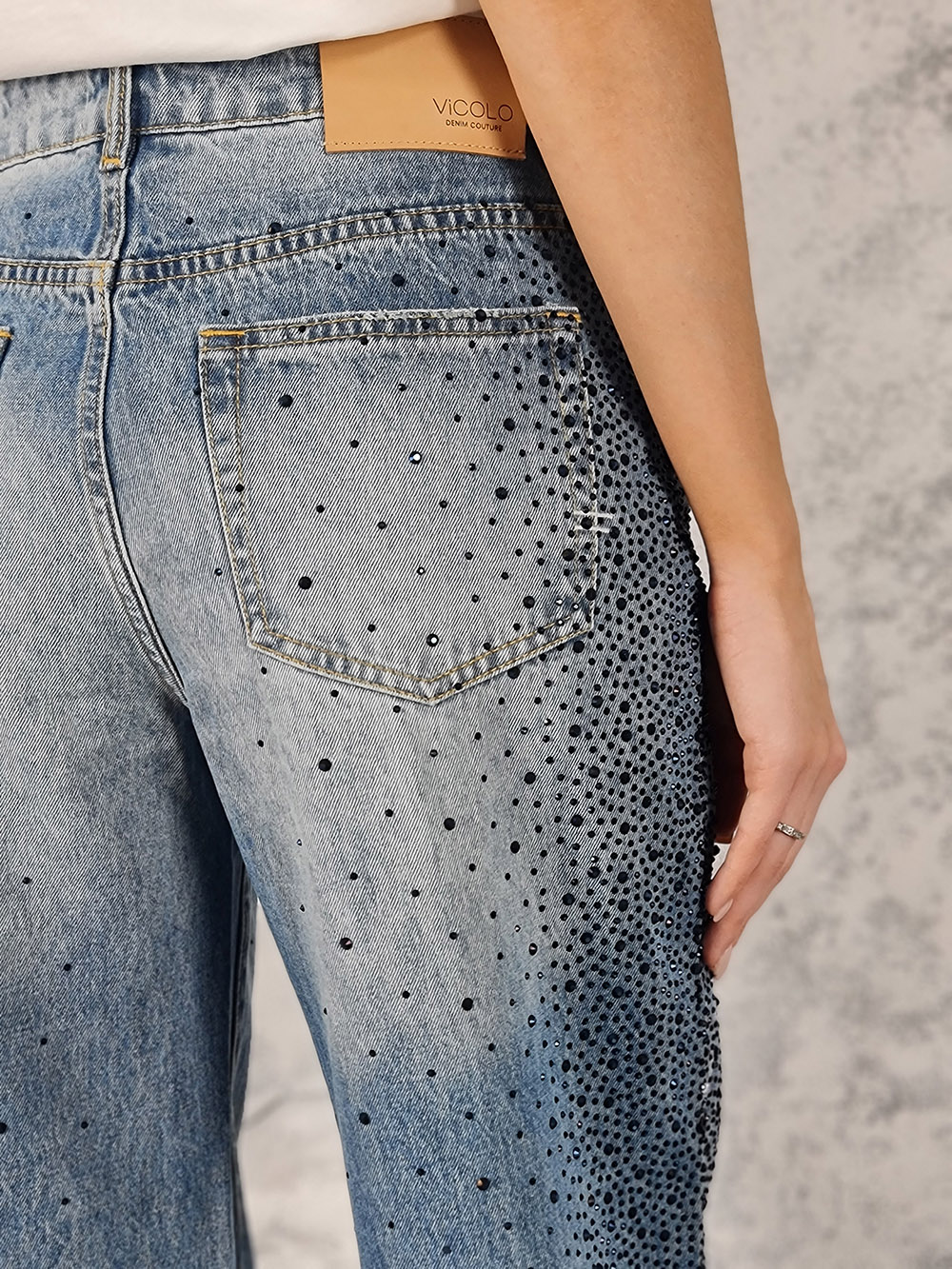 Джинсы Vicolo прямые с камнями синие, фотография №5