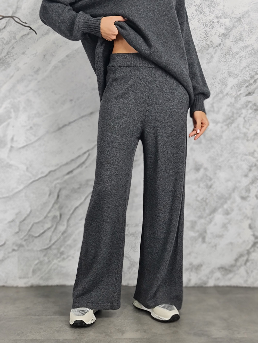 Костюм Clothé трикотажный джемпер и широкие брюки серый, фотография №5