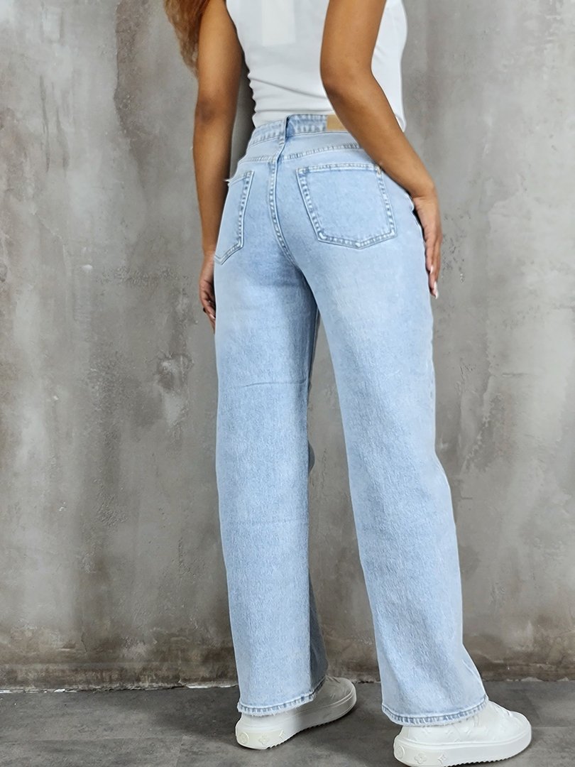 Джинсы Joleen прямые голубые с затертостями, фотография №4