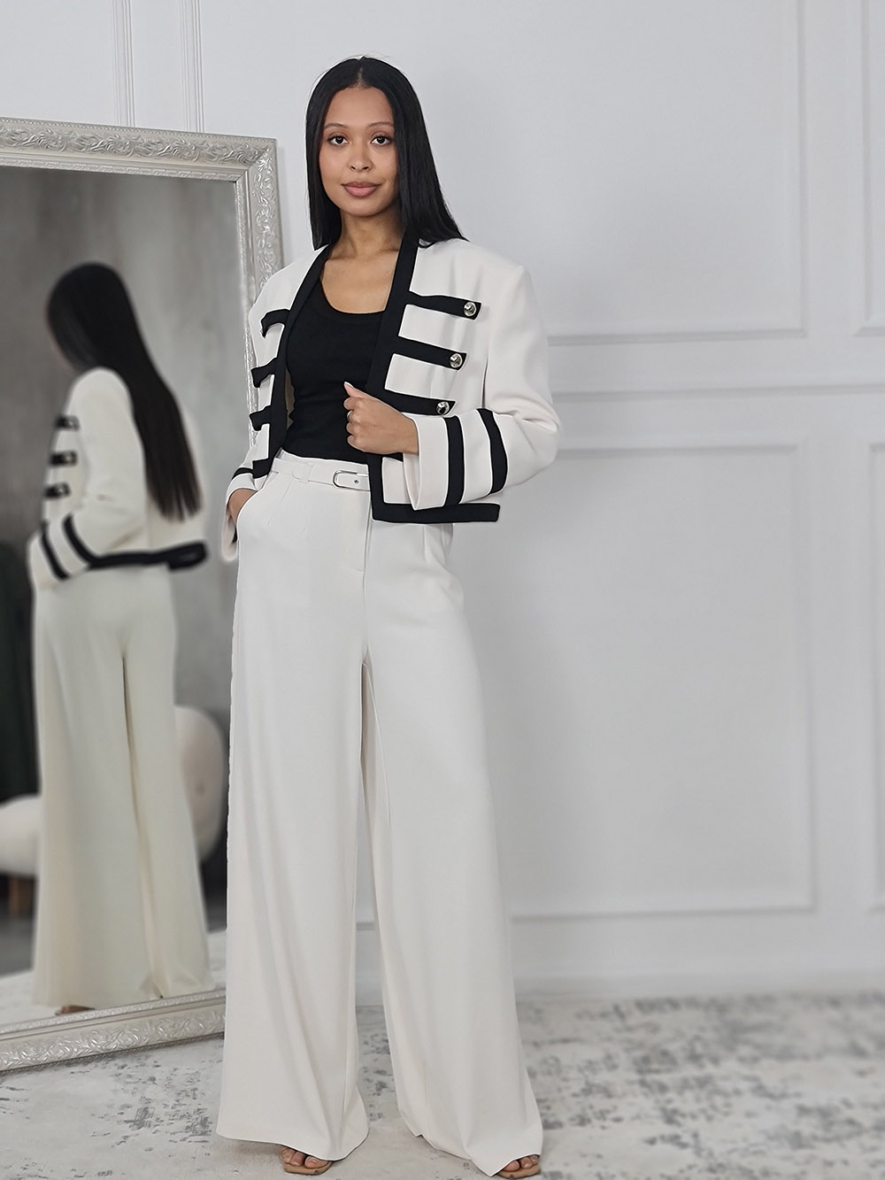 Брюки Imperial с ремнем молочные , фотография №2