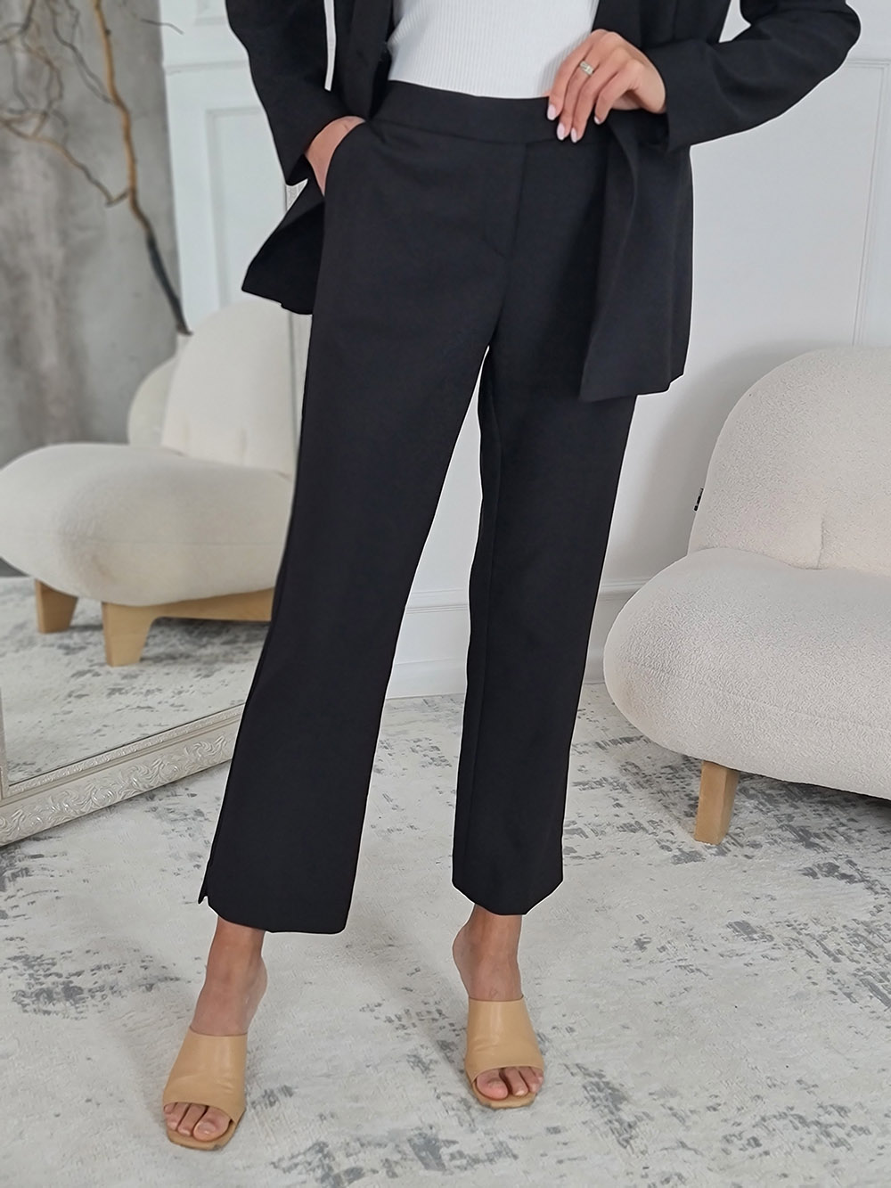 Брюки Imperial классические зауженные к низу на застежке черные, фотография №1